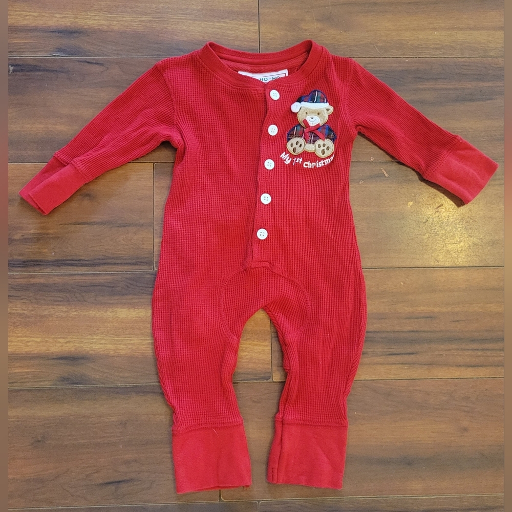 Red Baby 'My First Christmas' One Piece 'Ho Ho Ho' Outfit Size 9 Months